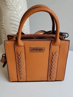 Wrangler Tan Mini Satchel with Braided Front